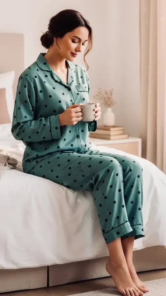 Olive 🫒 Polka Poly Linen - ELORA OFFICIAL