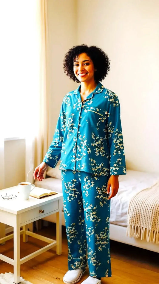 Teal 🎍 Floral Linen - ELORA OFFICIAL