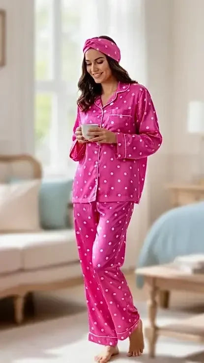 Pink 💓 Polka Silk - ELORA OFFICIAL