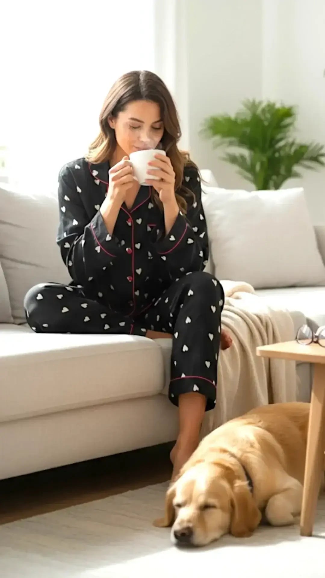 Black 🖤 Hearts Poly Linen - ELORA OFFICIAL