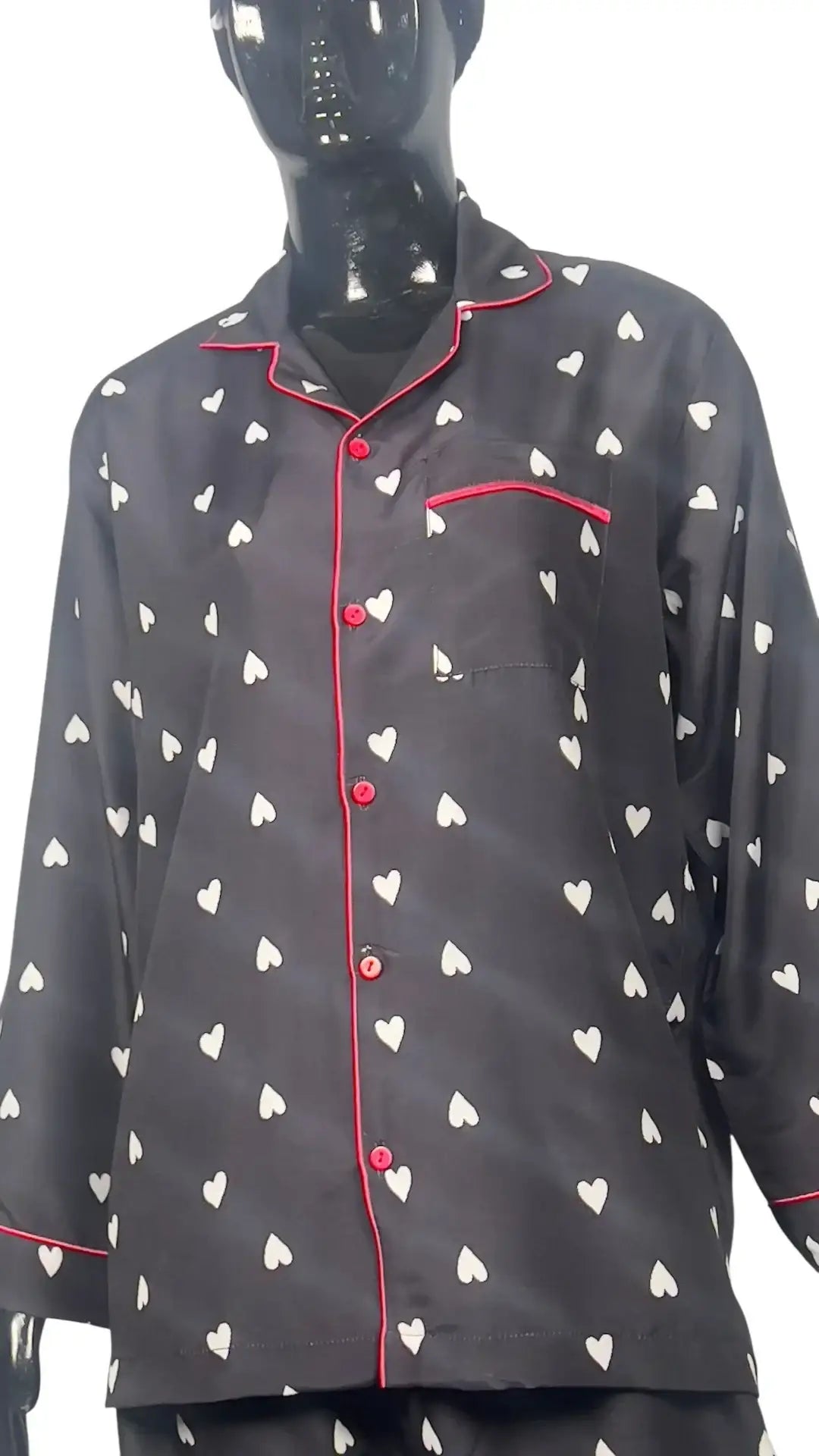 Black 🖤 Hearts Poly Linen - ELORA OFFICIAL