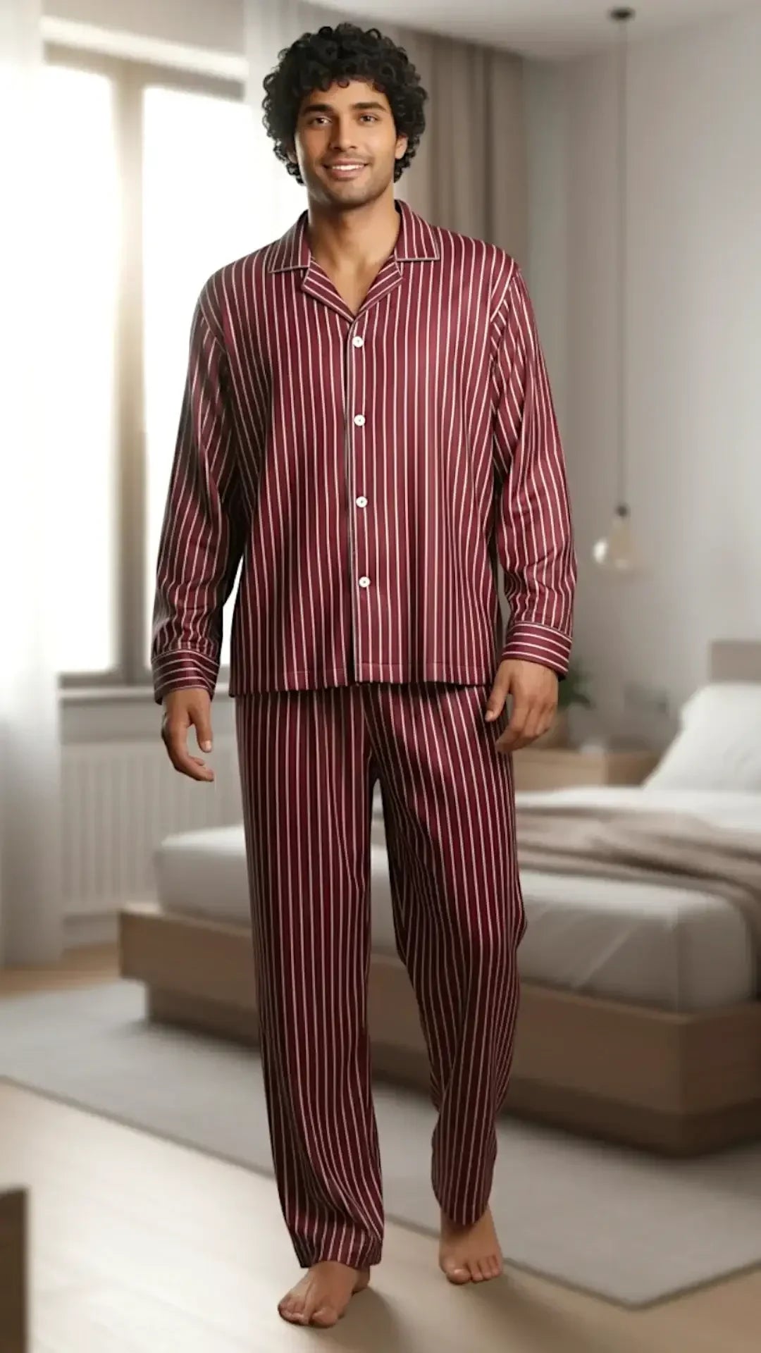 Men’s Maroon Striped Silk - ELORA OFFICIAL
