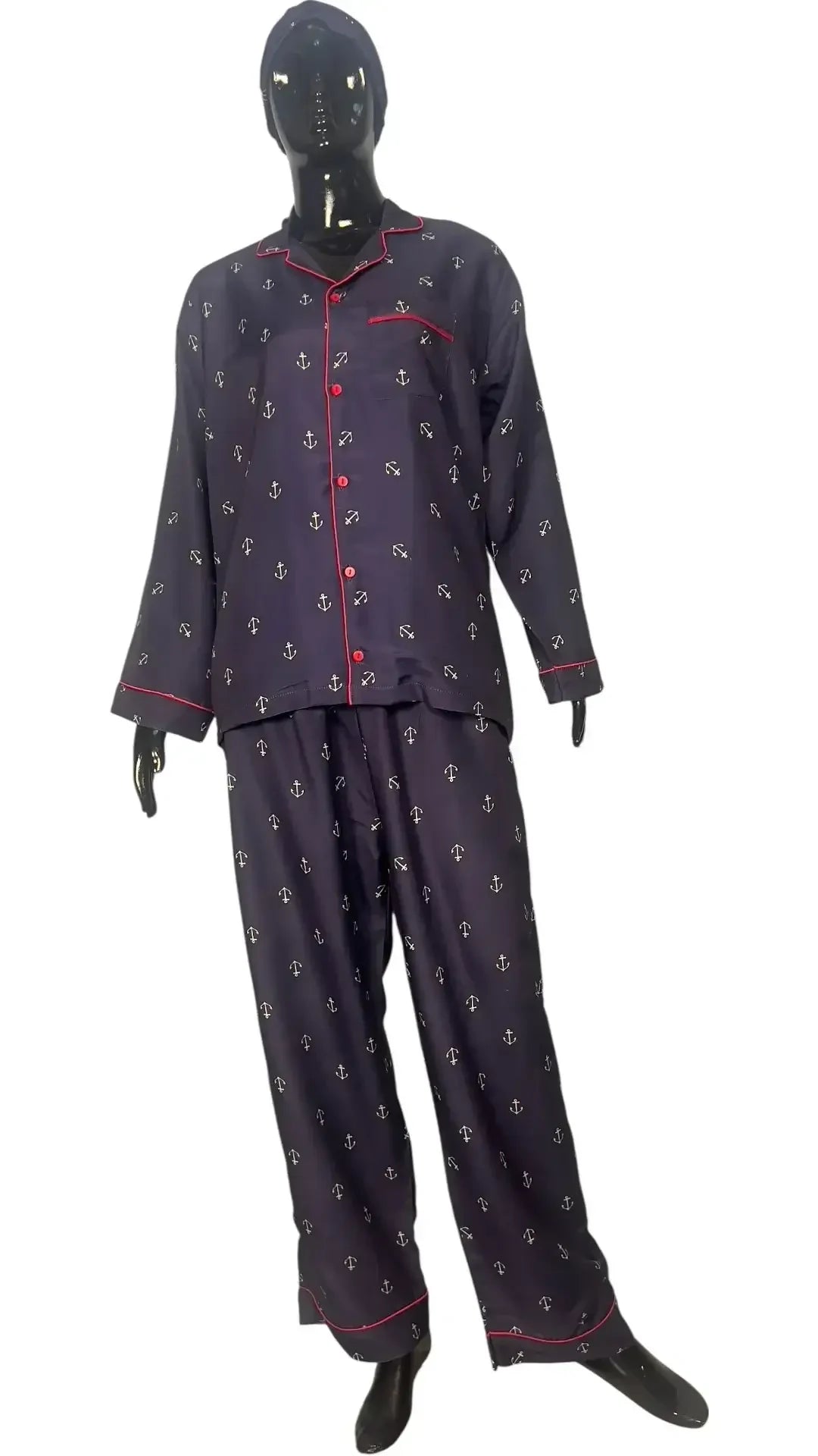 Navy ⚓️ Anchors Poly Linen - ELORA OFFICIAL