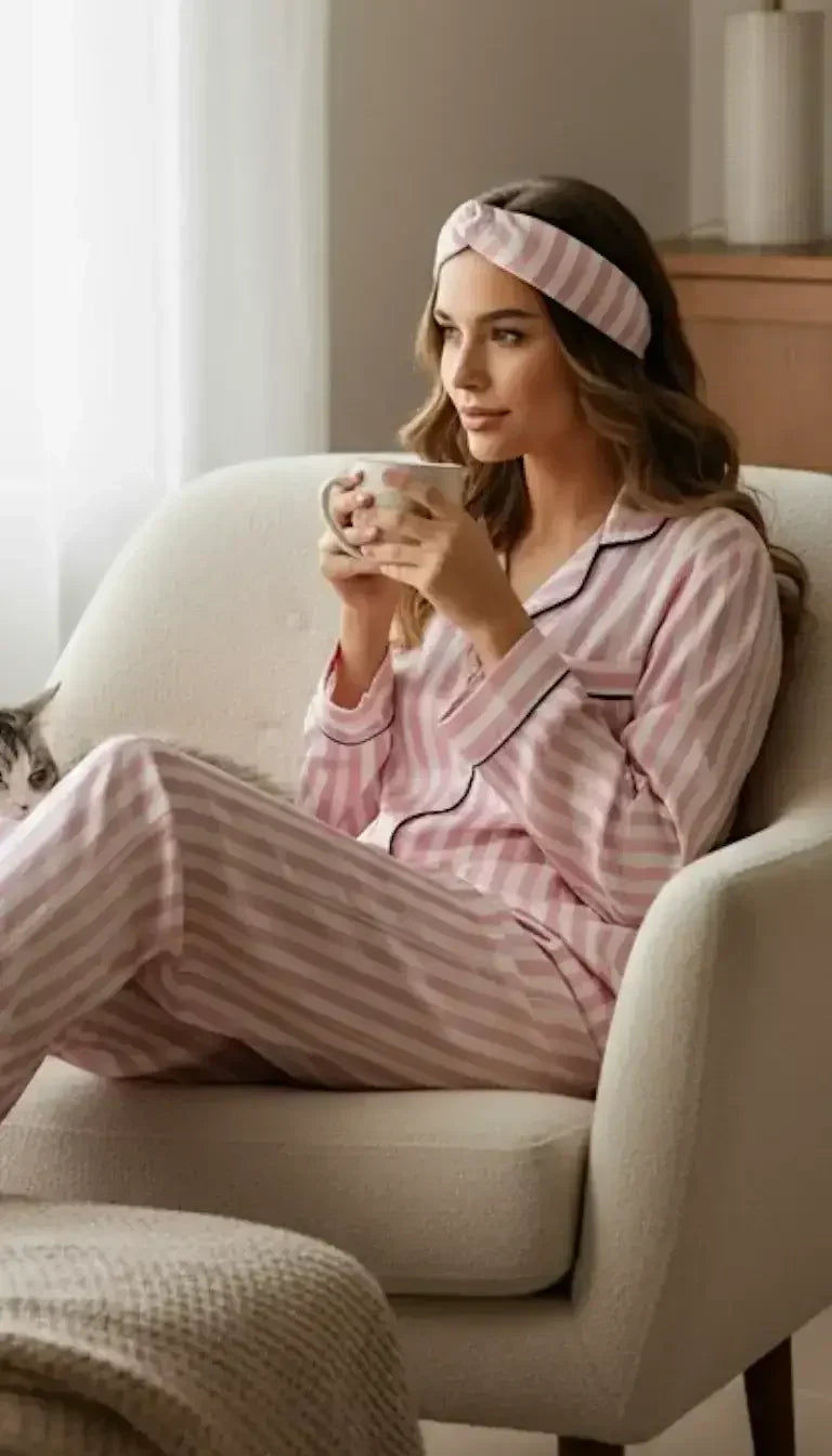 Victoria's Pink 🌸 Striped Poly Linen - ELORA OFFICIAL