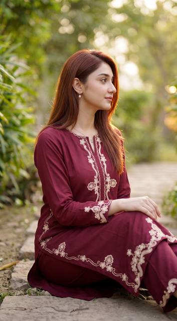 Plum Royale 2 Piece Embroidered