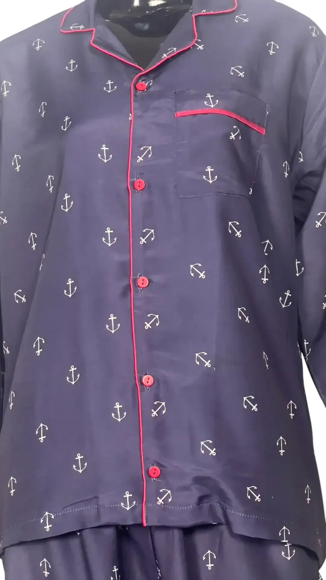 Navy ⚓️ Anchors Poly Linen - ELORA OFFICIAL