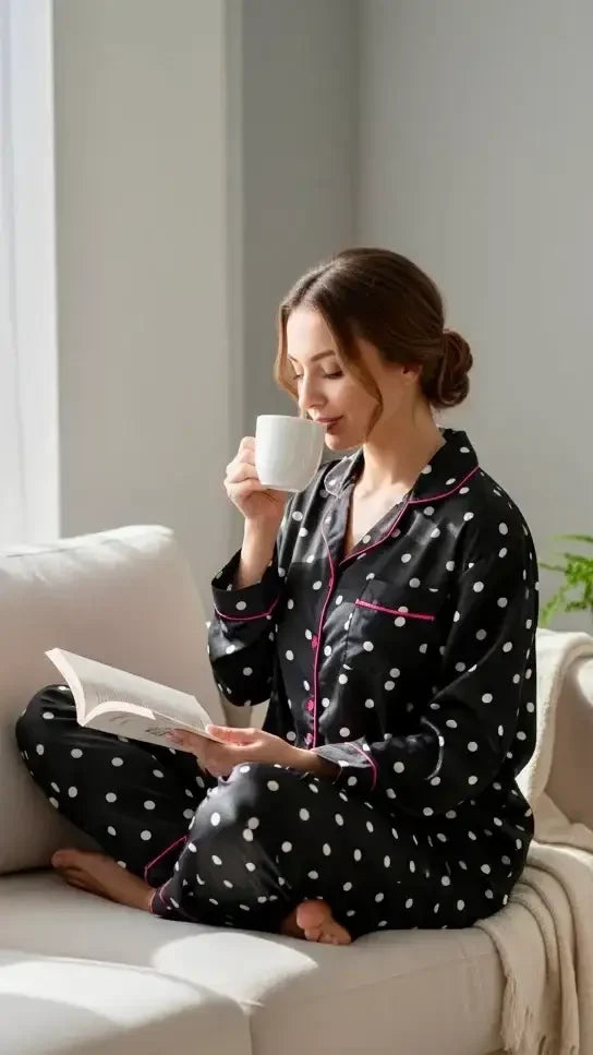 Black ⚫️ Polka Poly Linen - ELORA OFFICIAL