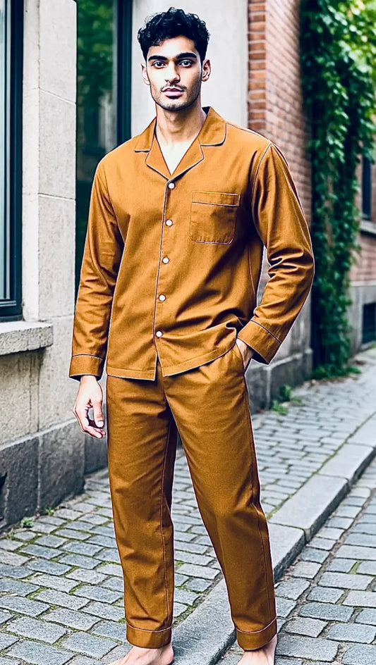 Men’s Solid Mustard Linen - ELORA OFFICIAL