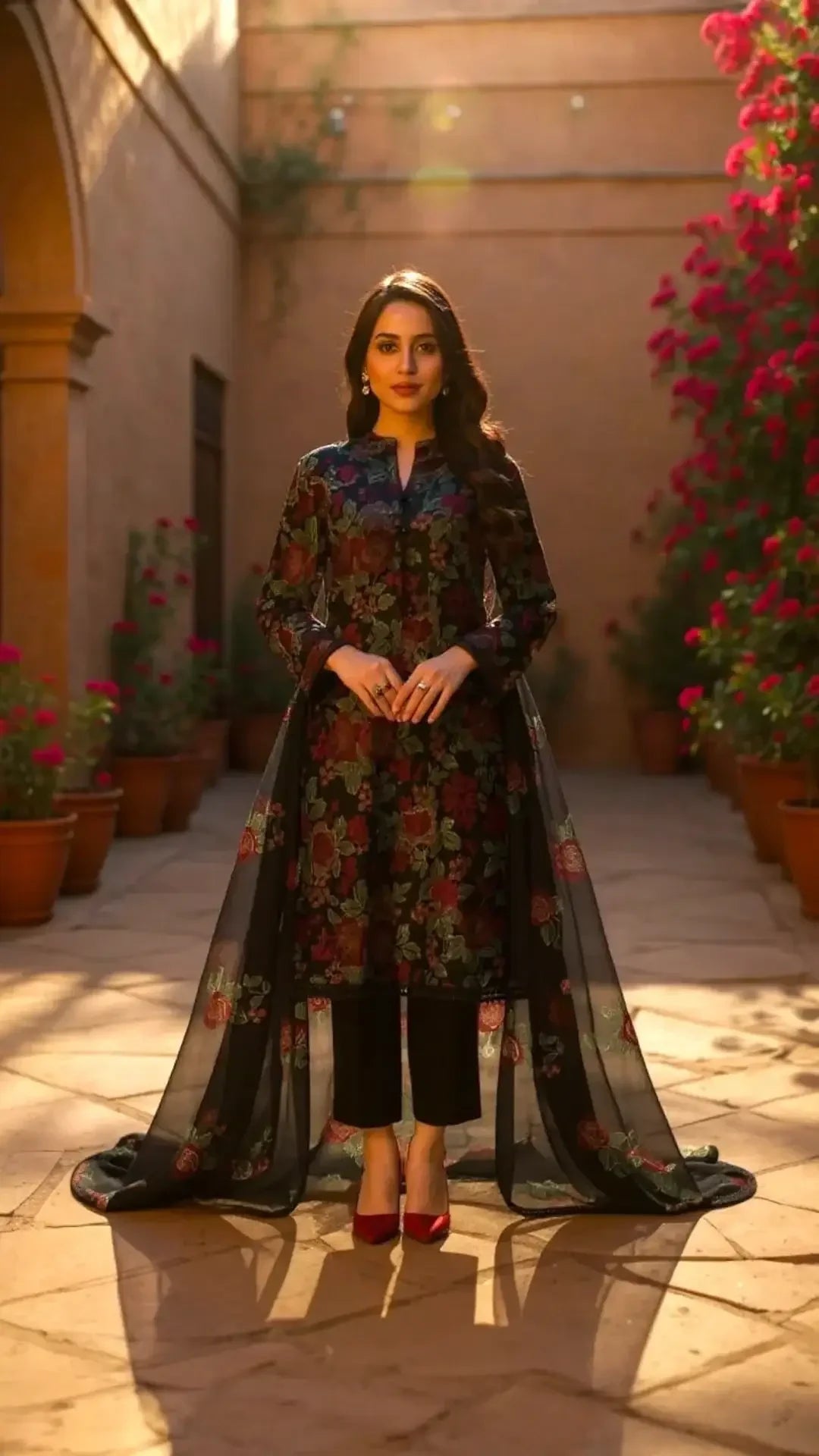 Black Forest 2 Piece CO-ORD Set Silk - ELORA OFFICIAL