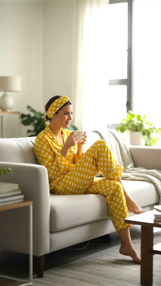 Yellow 🟡 Polka Silk - ELORA OFFICIAL