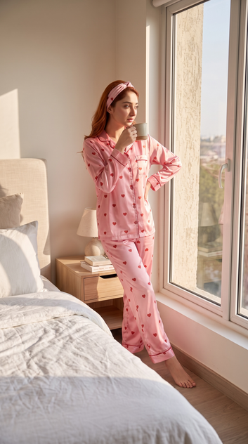 Pink  Hearts Silk