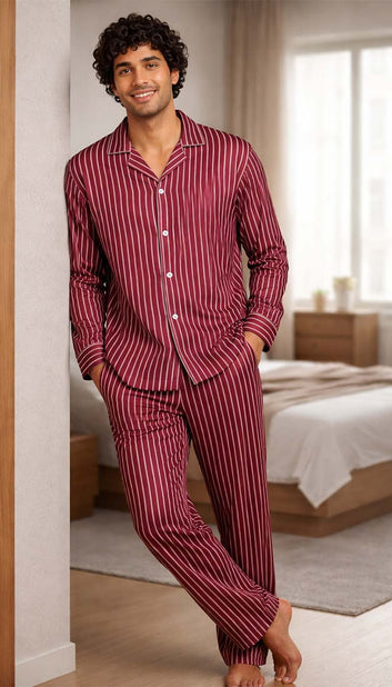 Men’s Maroon Striped Silk