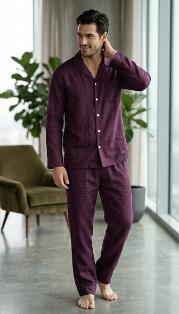 Men’s Solid Plum Linen