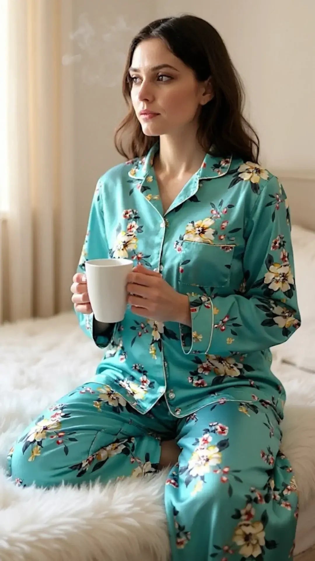 Teal 🌼 Floral Silk - ELORA OFFICIAL