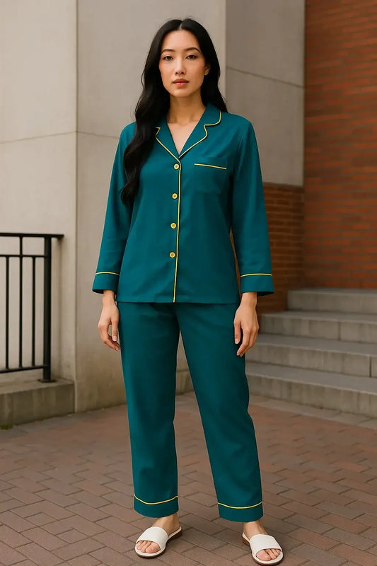 Plain Teal Linen - ELORA OFFICIAL