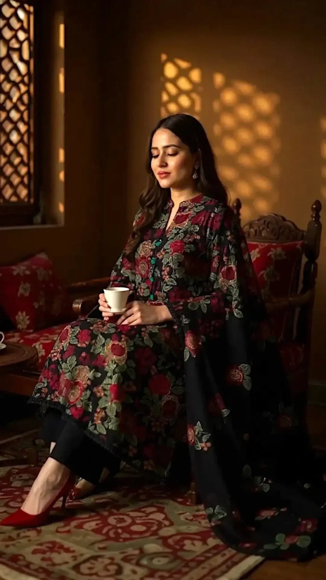 Black Forest 2 Piece CO-ORD Set Silk - ELORA OFFICIAL