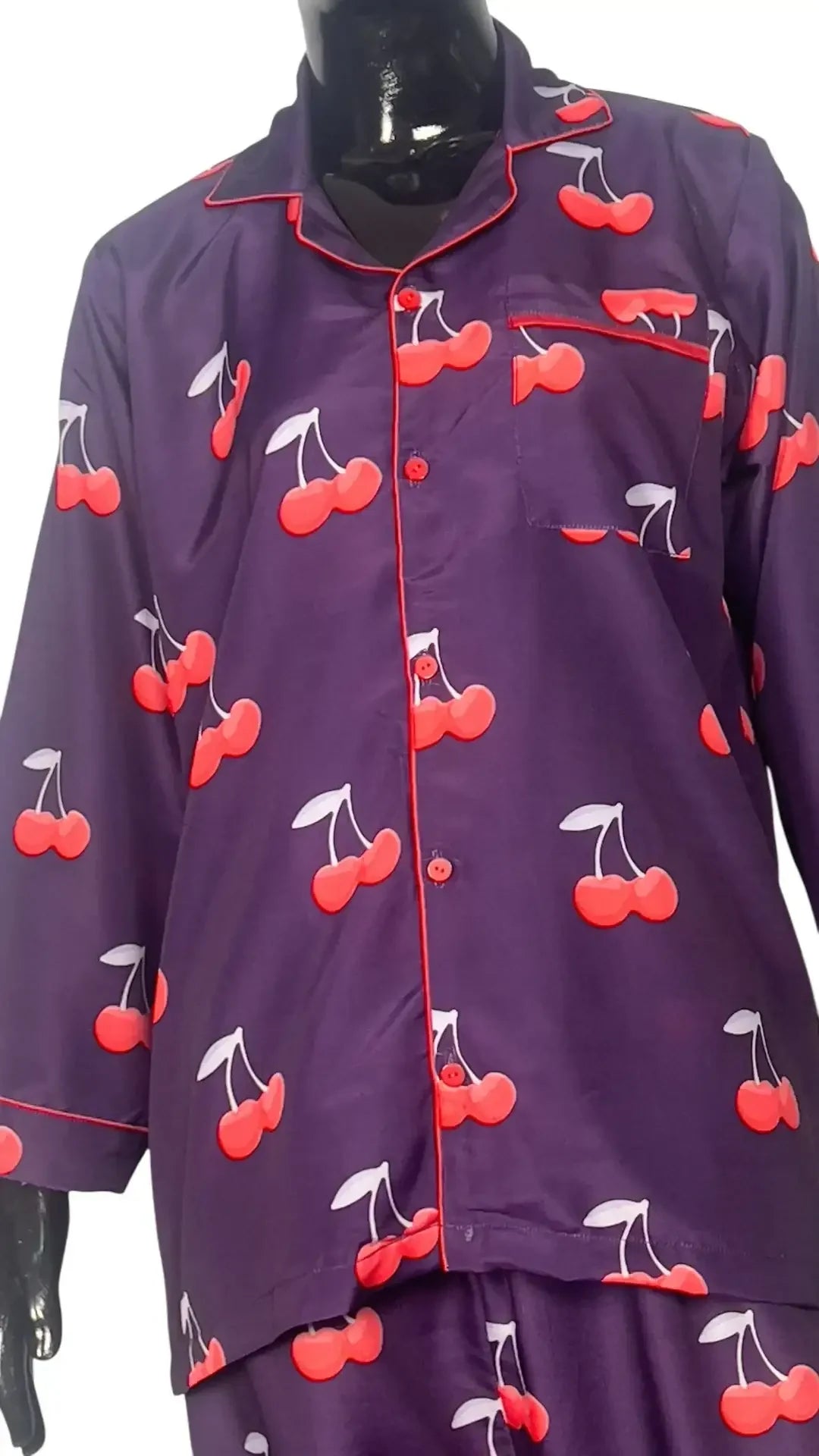 Magenta Cherries 🍒 Poly Linen - ELORA OFFICIAL