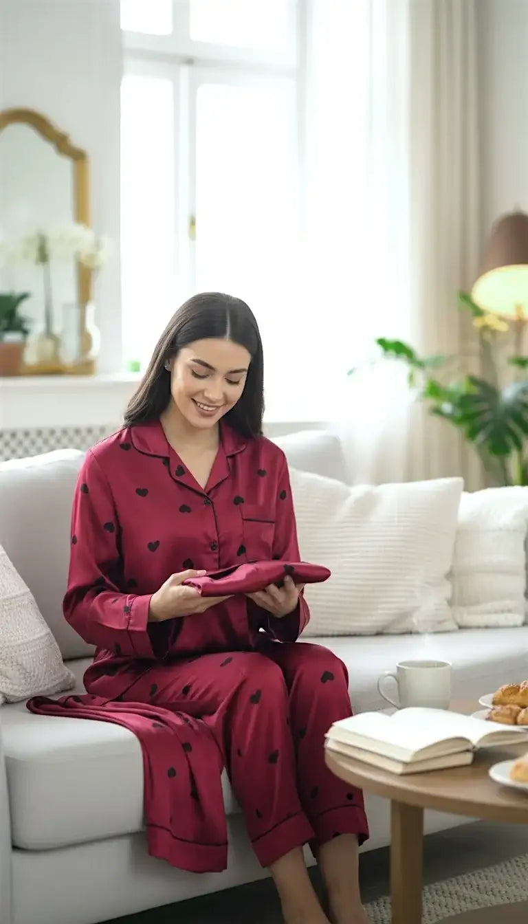 Magenta 🖤 Hearts Silk - ELORA OFFICIAL