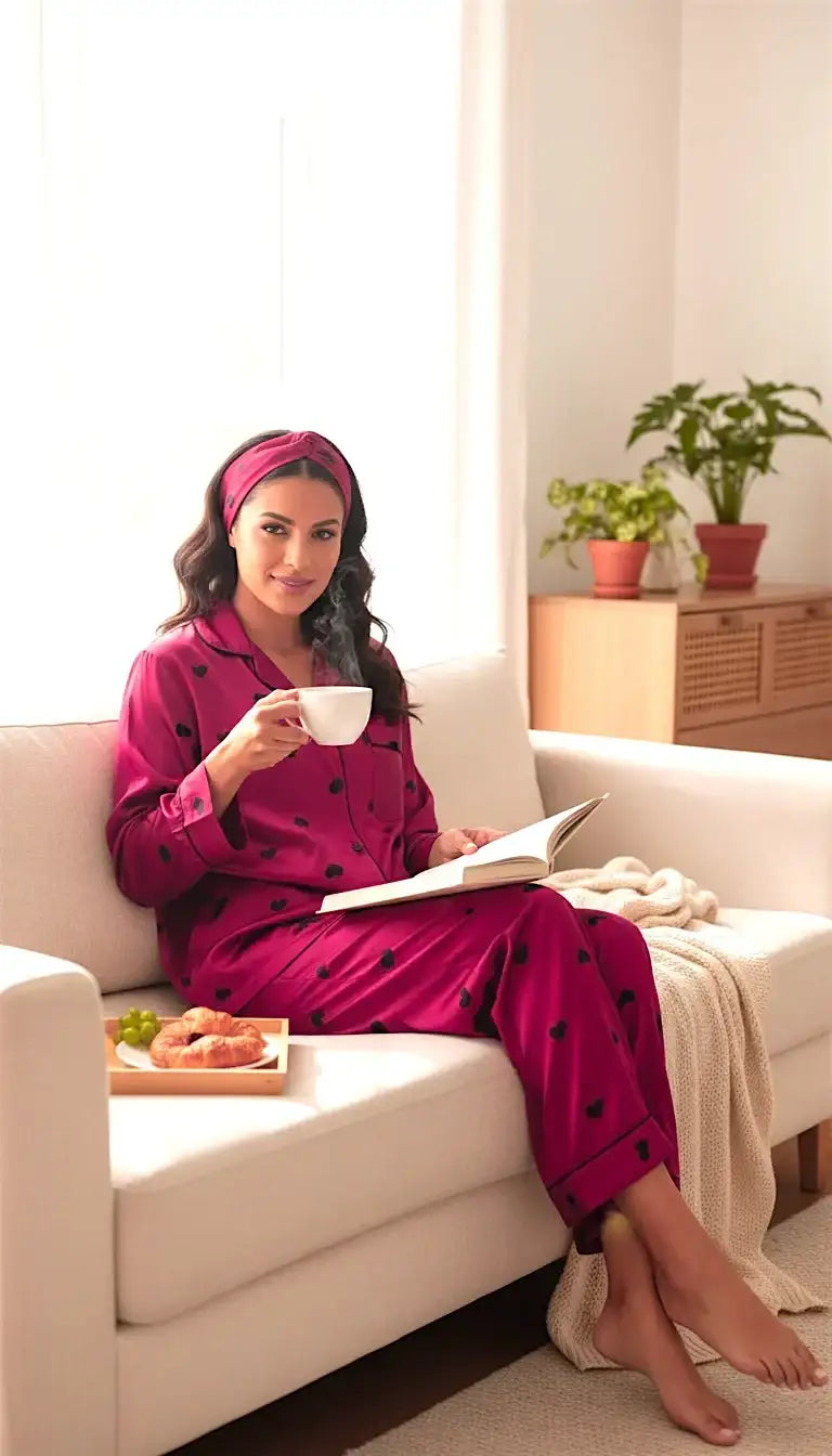 Magenta 🖤 Hearts Silk - ELORA OFFICIAL