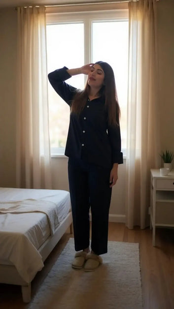 Solid Navy Linen - ELORA OFFICIAL