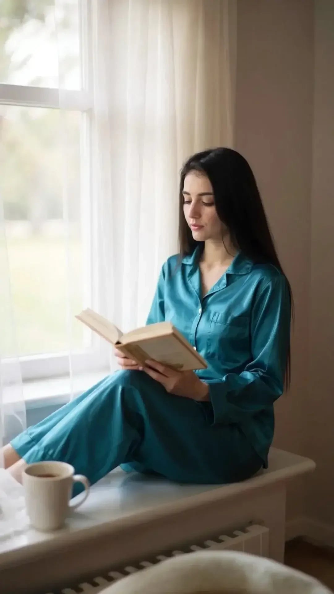 Solid Teal Silk - ELORA OFFICIAL