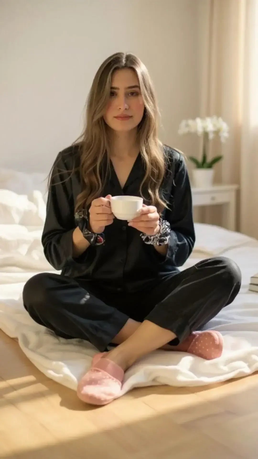 Solid Black Silk - ELORA OFFICIAL