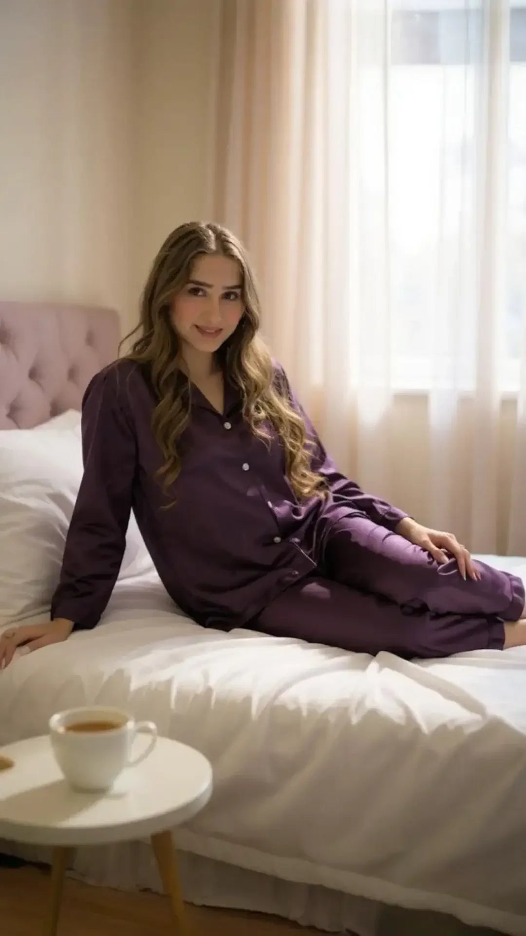 Solid Plum Silk - ELORA OFFICIAL