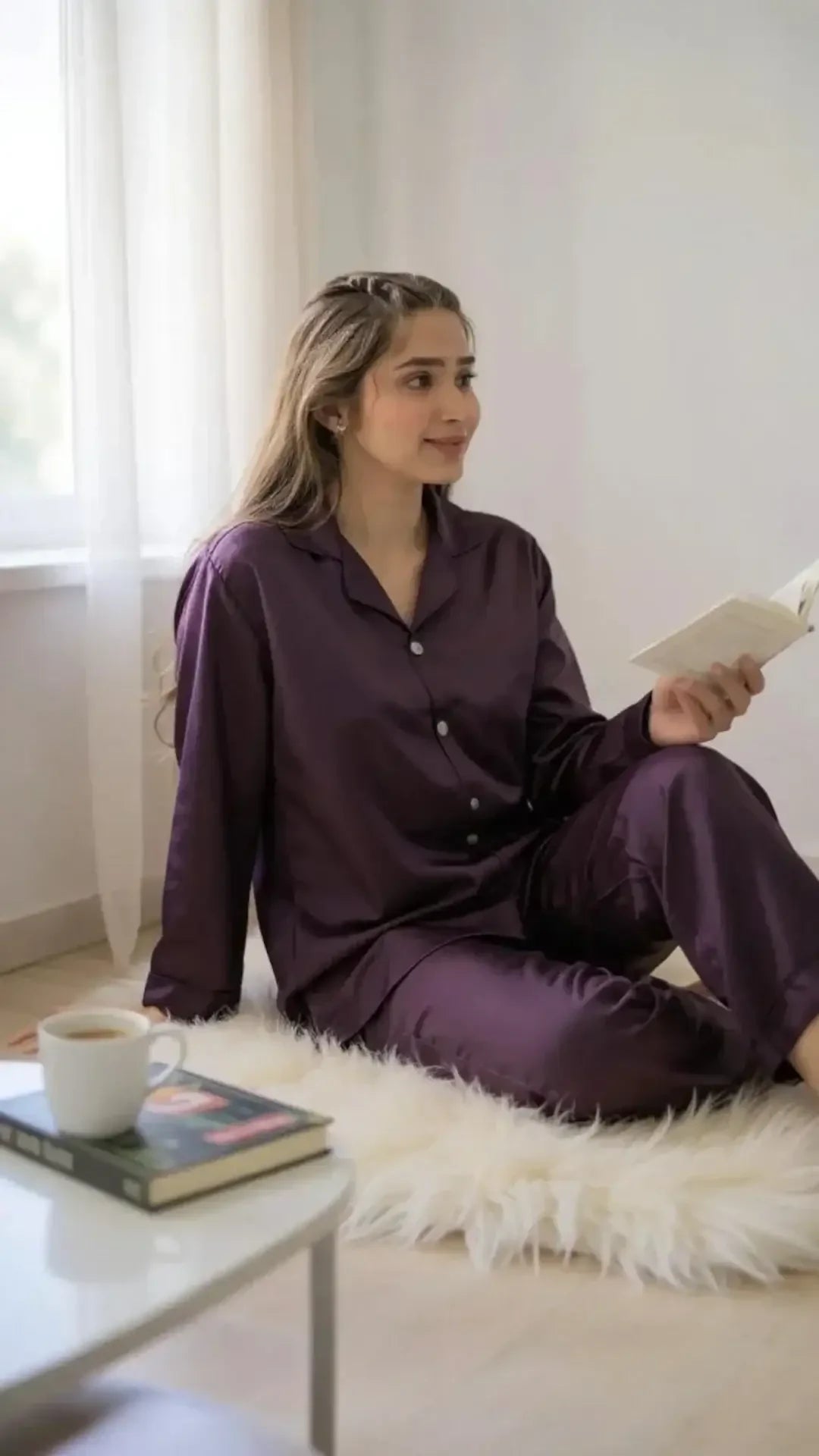 Solid Plum Silk - ELORA OFFICIAL