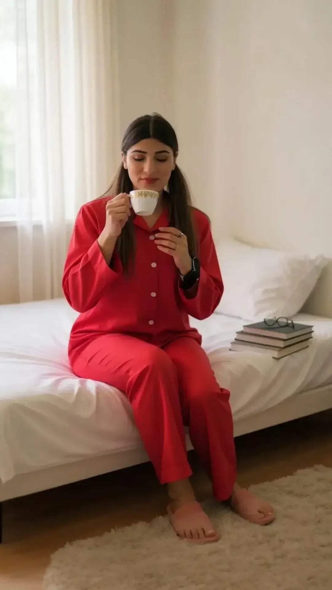 Solid Red Linen - ELORA OFFICIAL