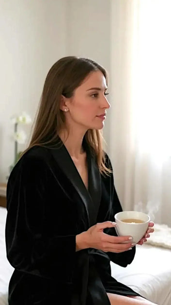 Black Velvet Solid Robe | Gown - ELORA OFFICIAL