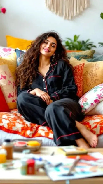 Plain Black Linen - ELORA OFFICIAL