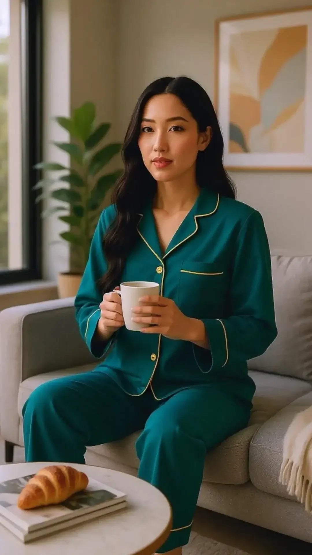 Plain Teal Linen - ELORA OFFICIAL