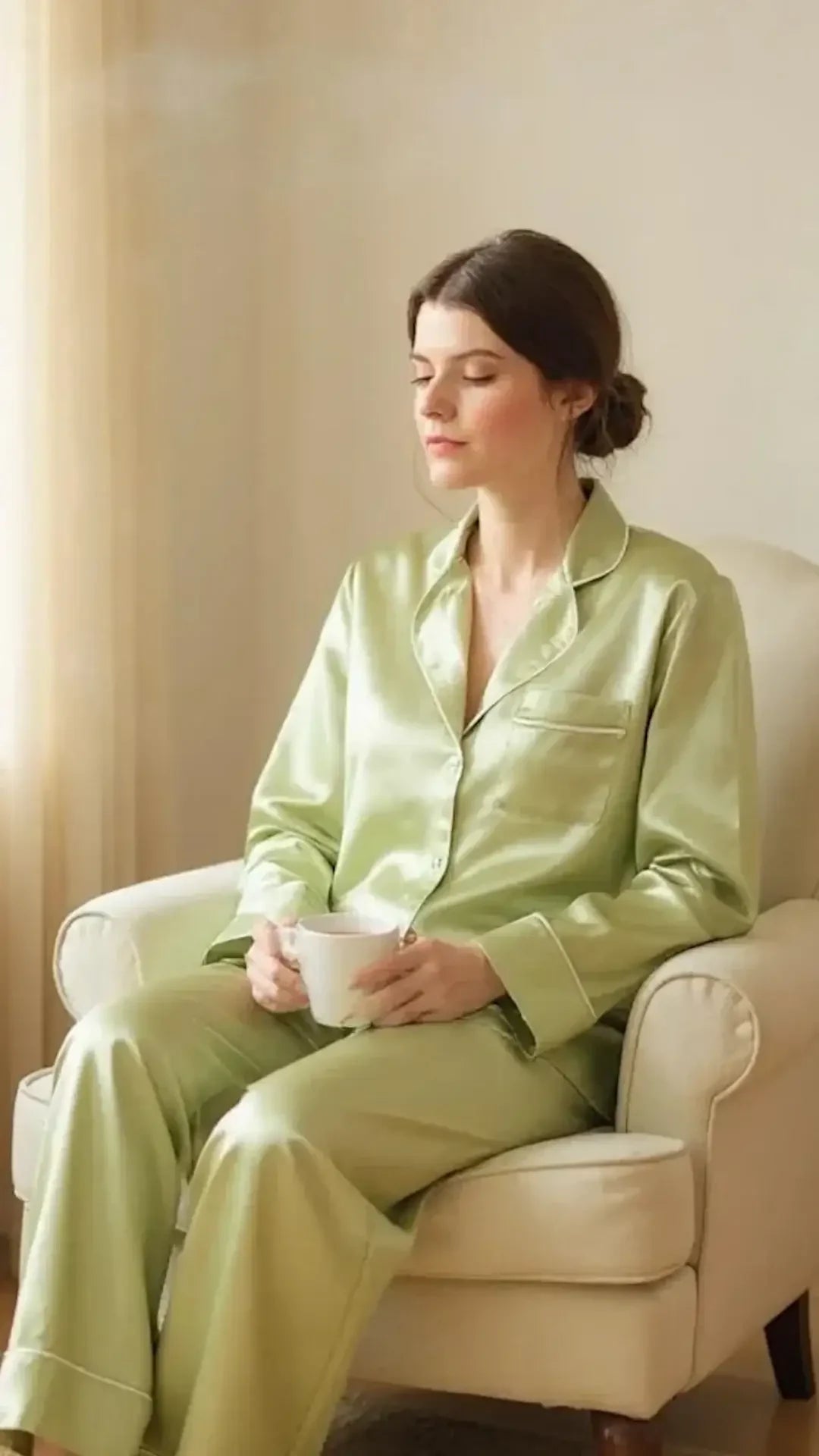 Solid Olive Silk - ELORA OFFICIAL