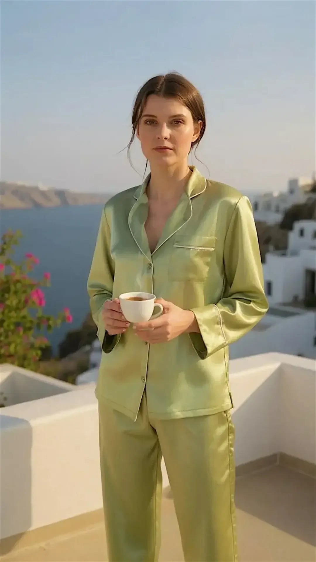 Solid Olive Silk - ELORA OFFICIAL