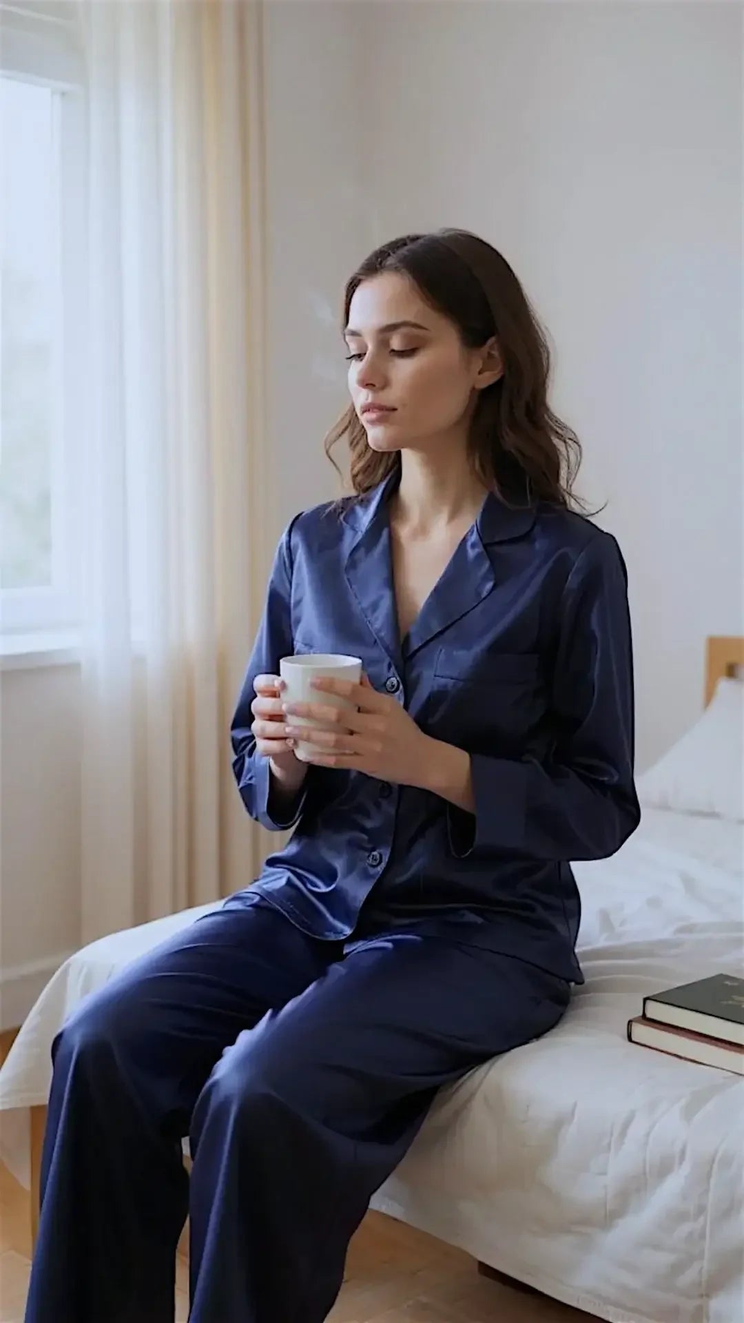 Solid Navy Silk - ELORA OFFICIAL