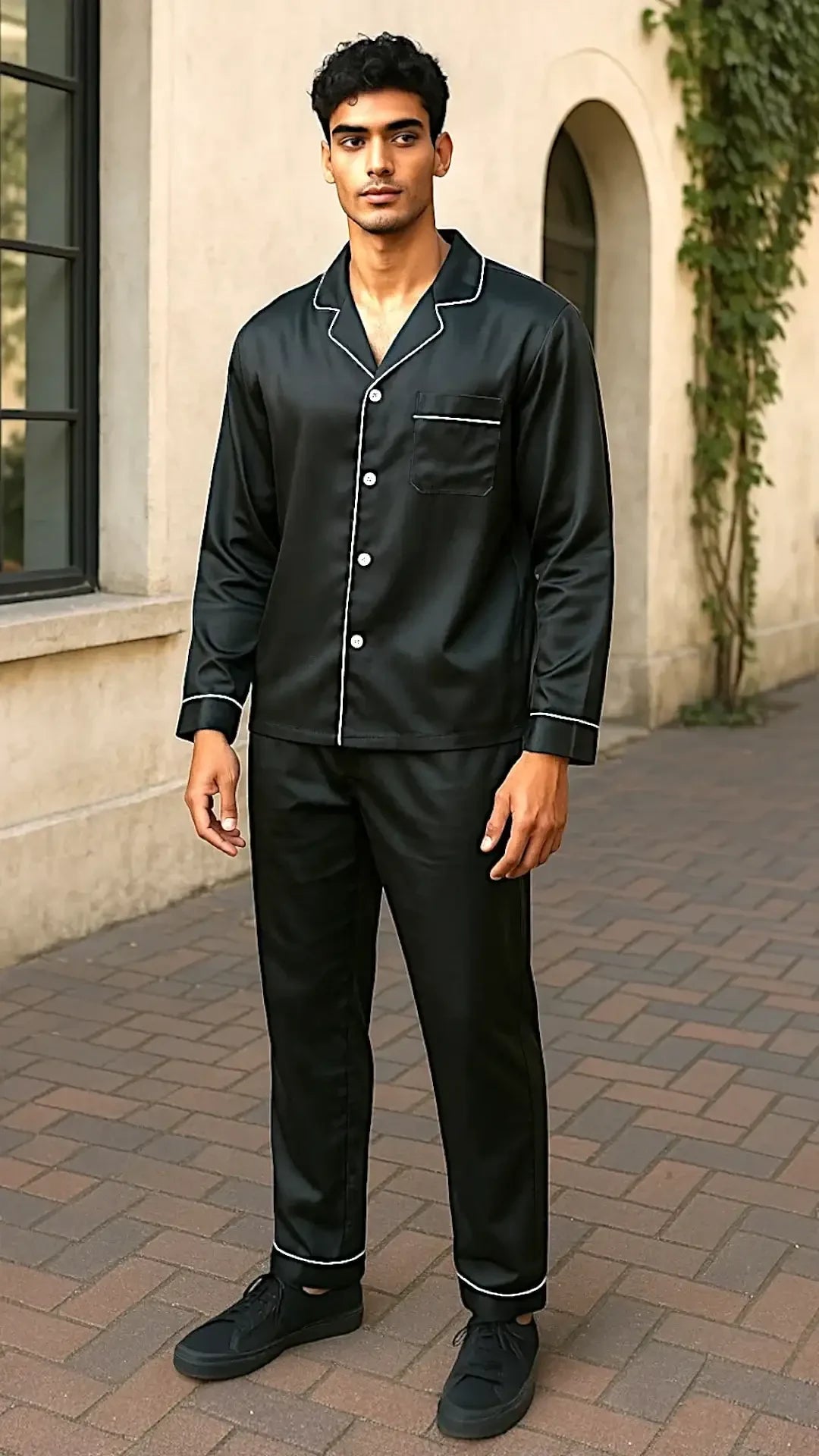 Men’s Plain Black Silk - ELORA OFFICIAL