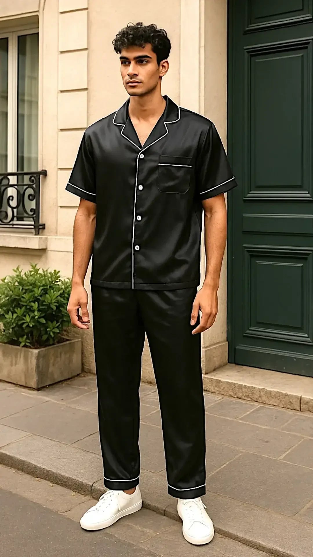 Men’s Plain Black Silk - ELORA OFFICIAL
