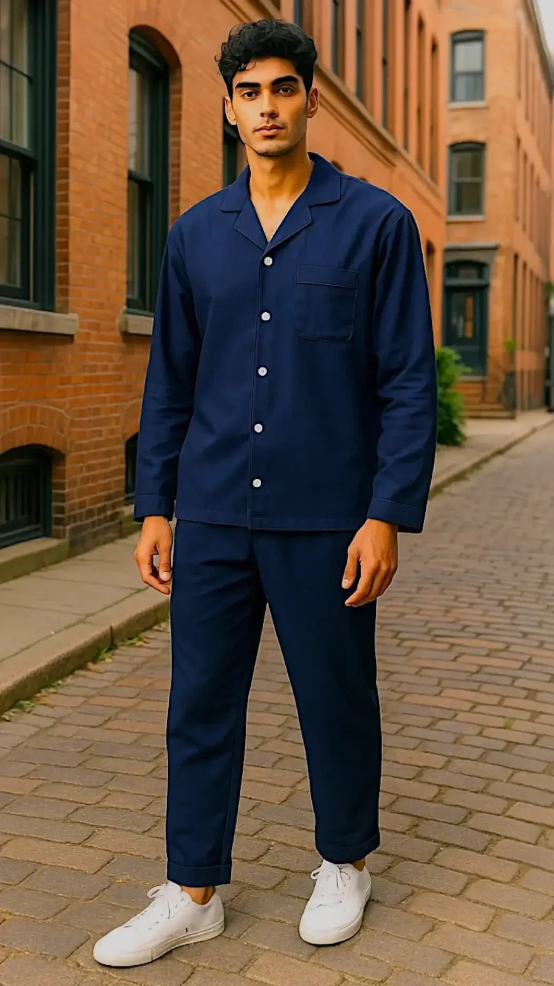 Men’s Solid Navy Linen - ELORA OFFICIAL