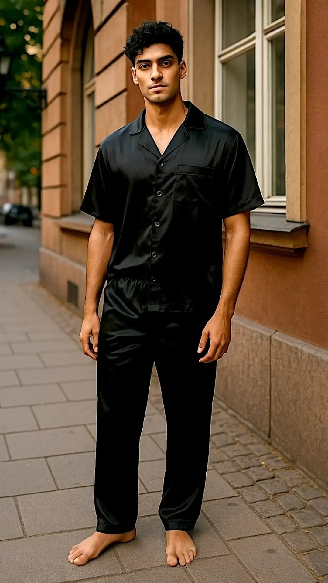Men’s Solid Black Silk - ELORA OFFICIAL