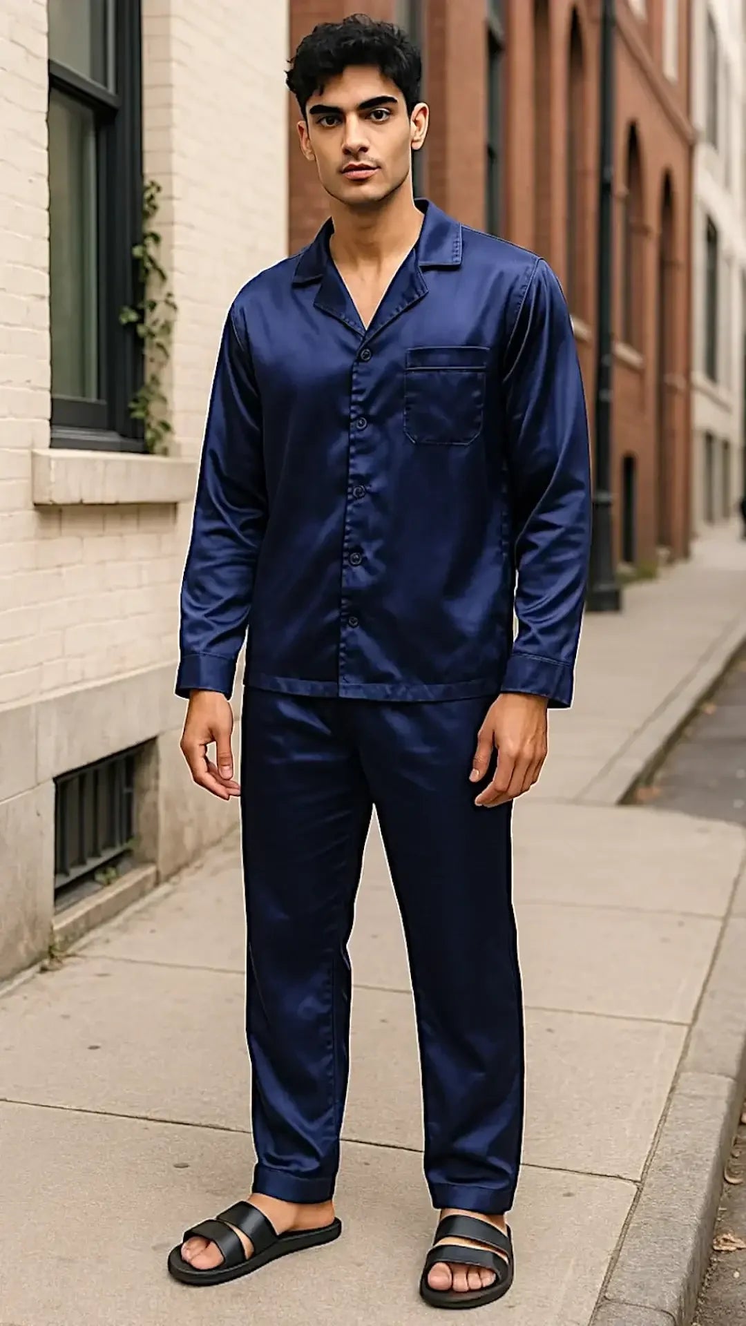 Men’s Solid Navy Silk - ELORA OFFICIAL