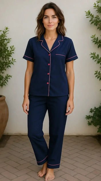 Plain Navy Linen - ELORA OFFICIAL