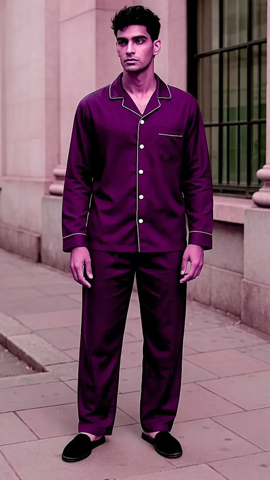 Men’s Plain Plum Linen - ELORA OFFICIAL