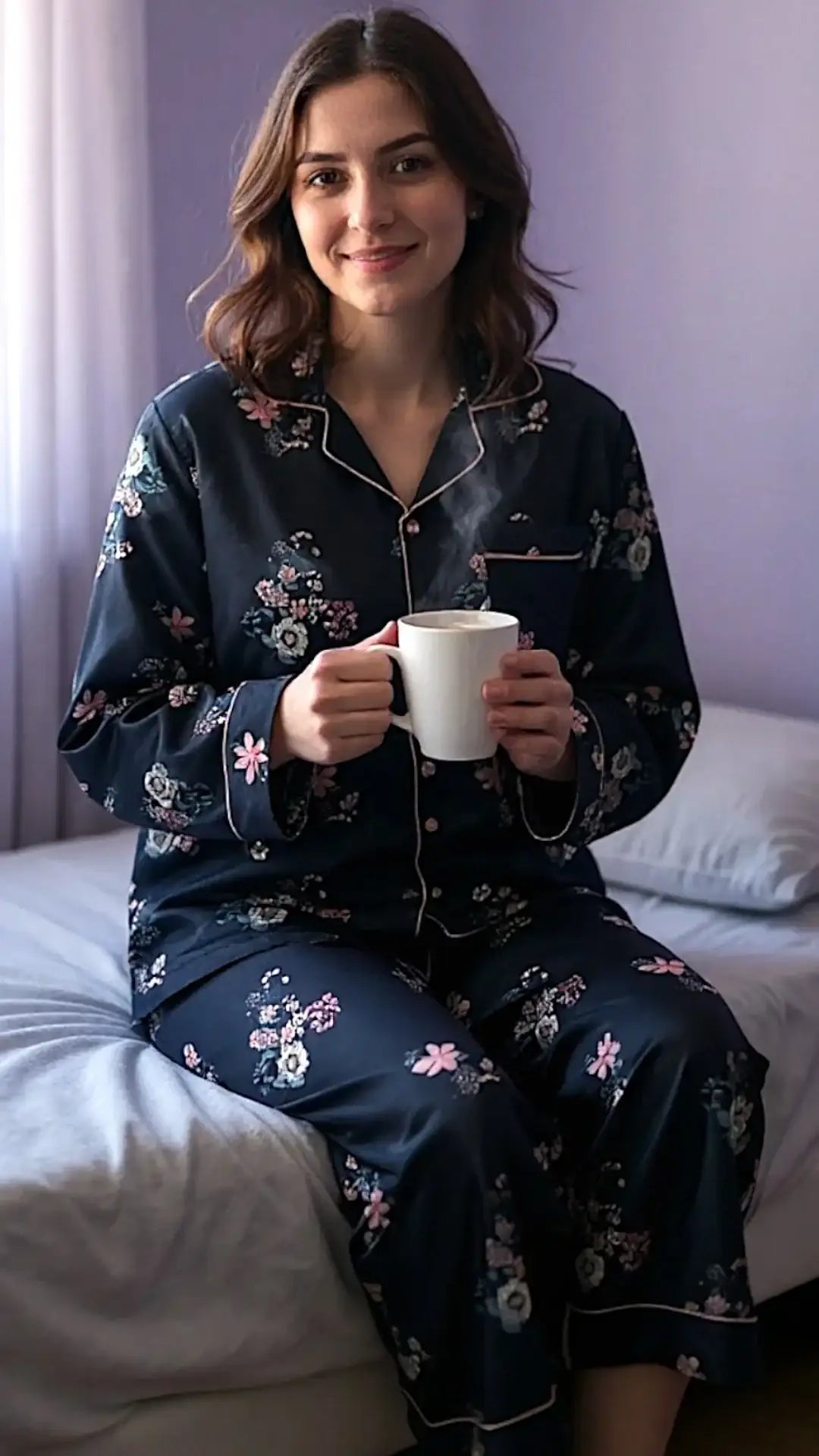 Black 🪷 Floral Poly Linen - ELORA OFFICIAL