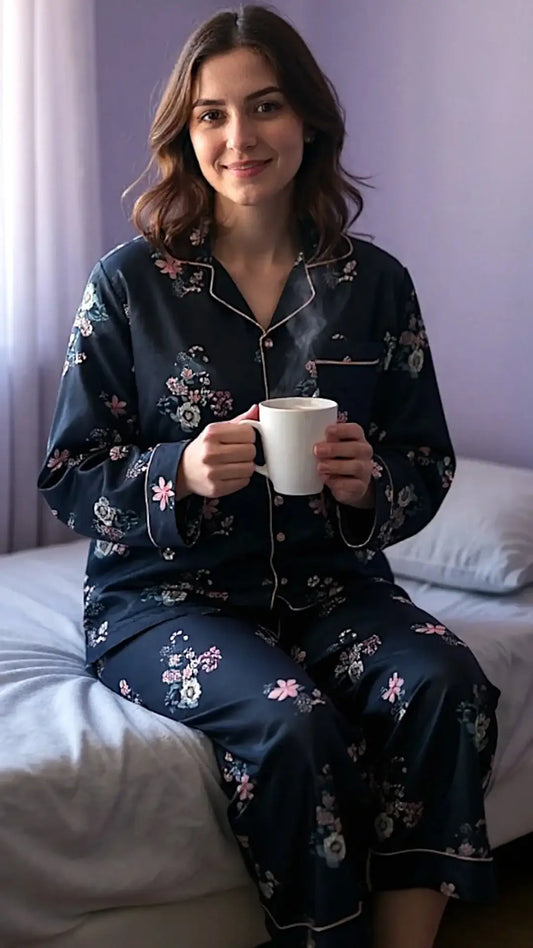 Black 🪷 Floral Poly Linen - ELORA OFFICIAL