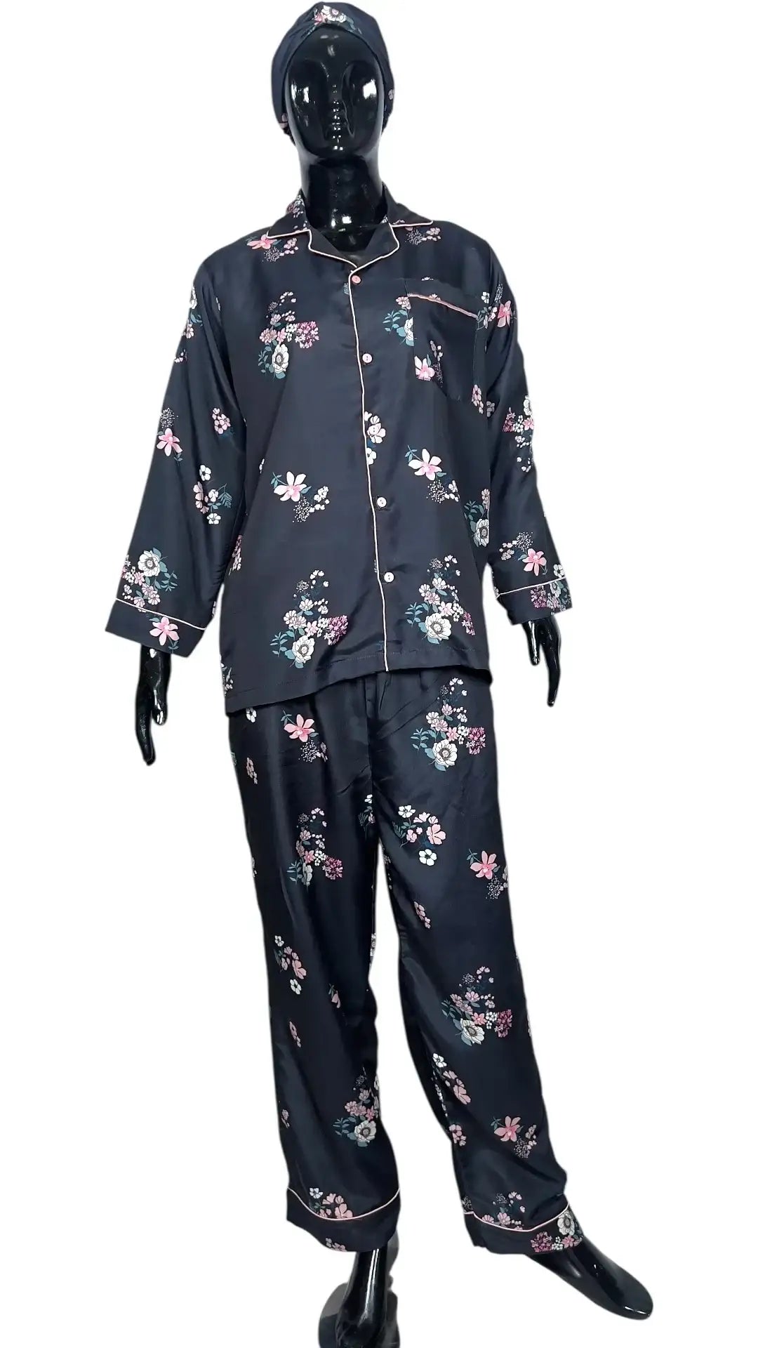 Black 🪷 Floral Poly Linen - ELORA OFFICIAL