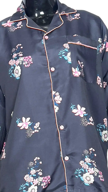 Black 🪷 Floral Poly Linen - ELORA OFFICIAL