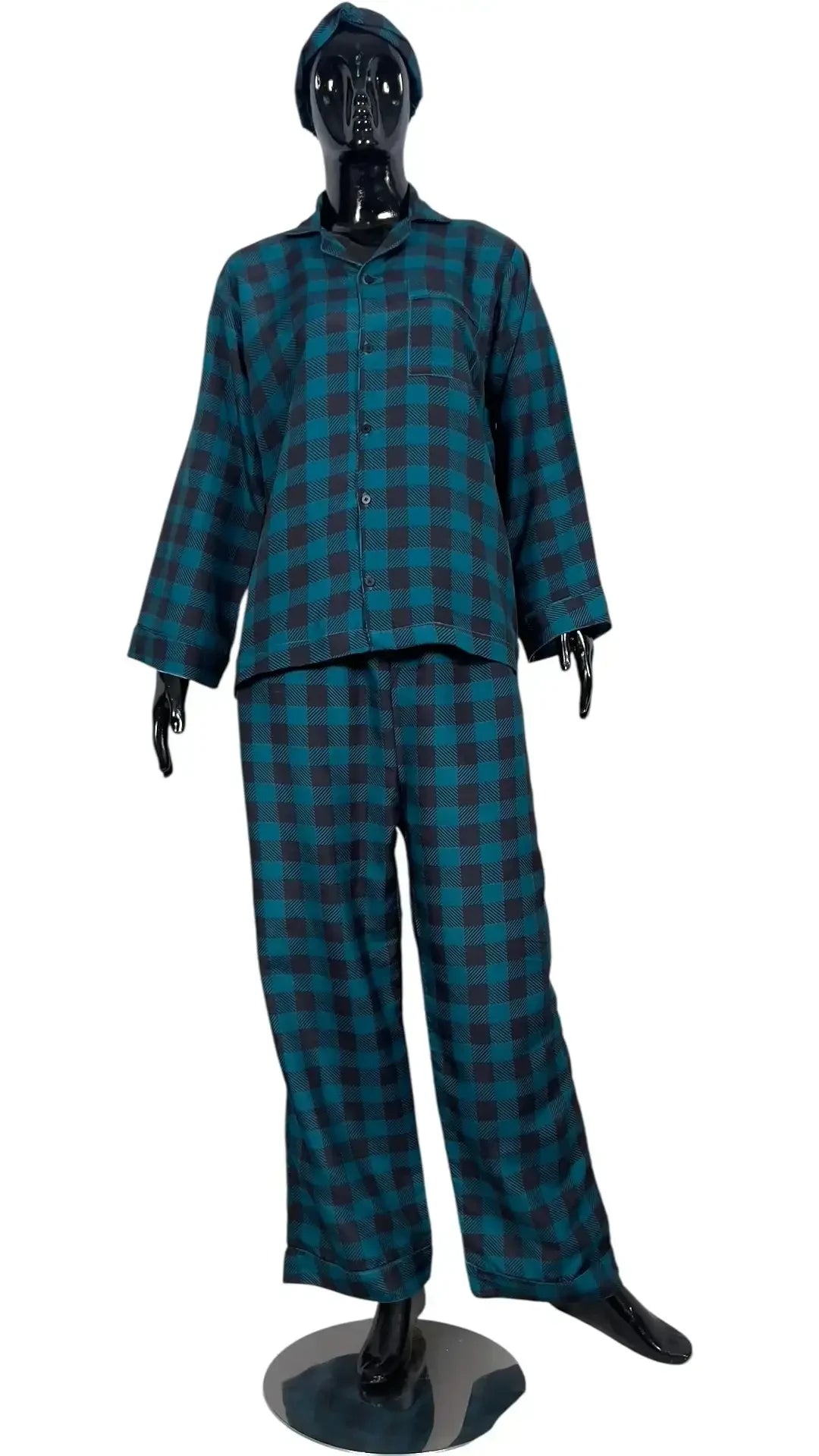 Teal 🏁 Checkered Poly Linen - ELORA OFFICIAL