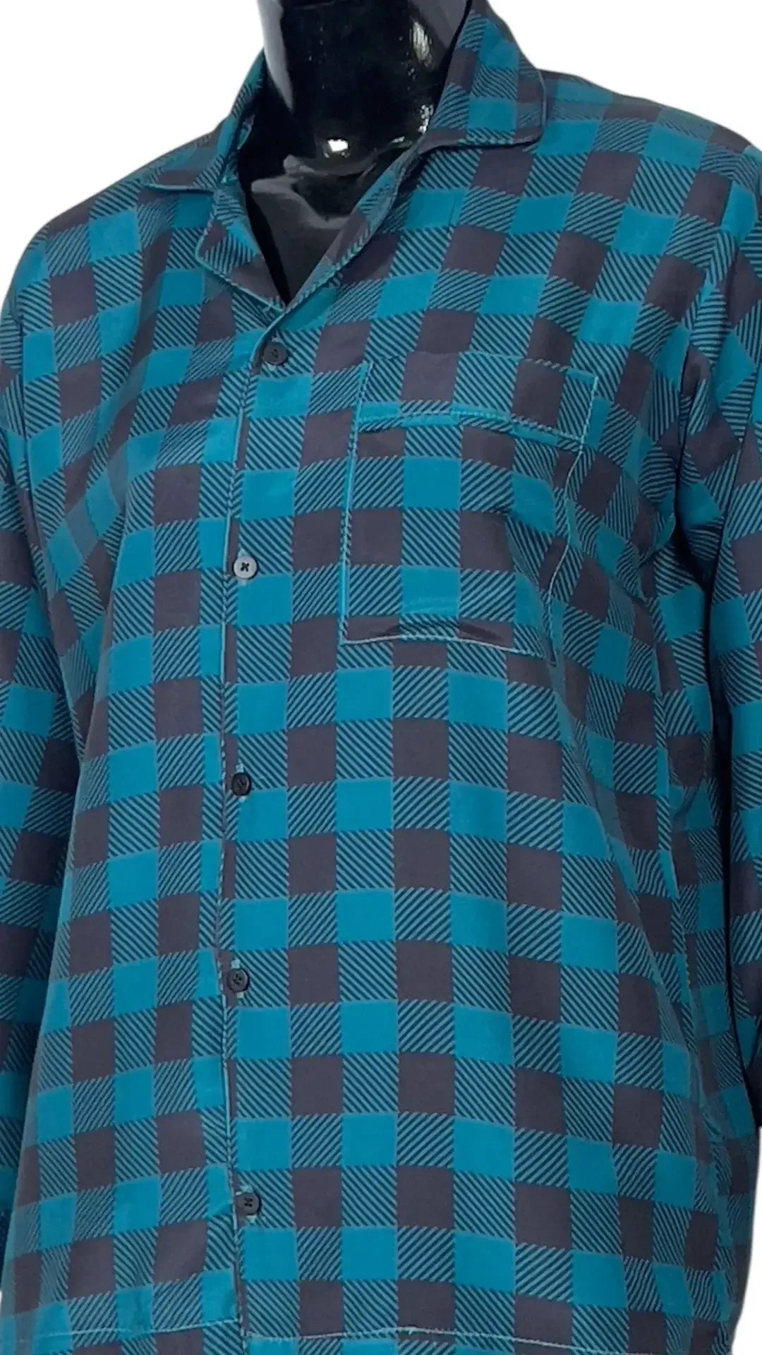 Teal 🏁 Checkered Poly Linen - ELORA OFFICIAL