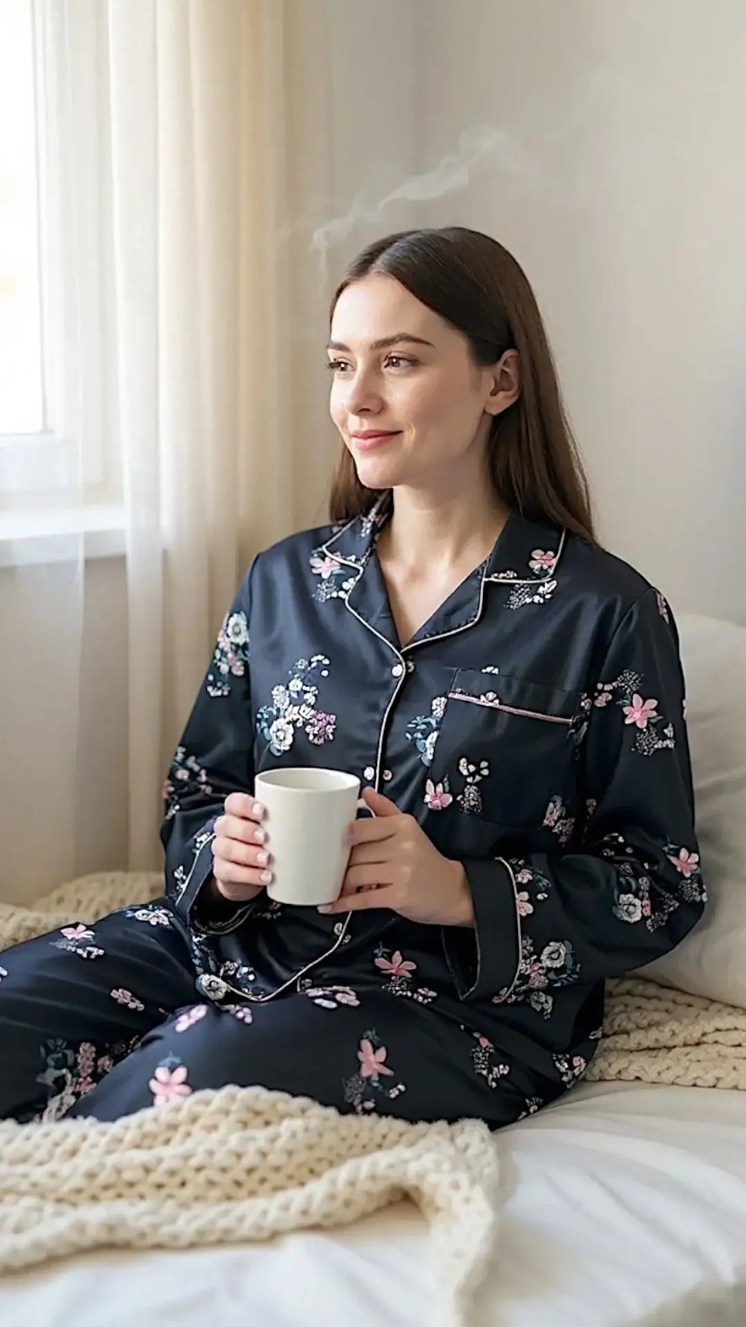 Black 🪷 Floral Poly Linen - ELORA OFFICIAL