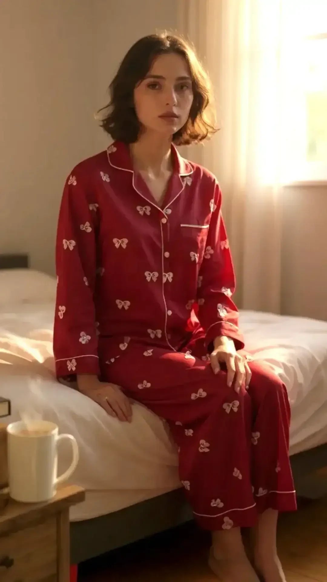 Maroon 🎀 Bows Poly Linen - ELORA OFFICIAL